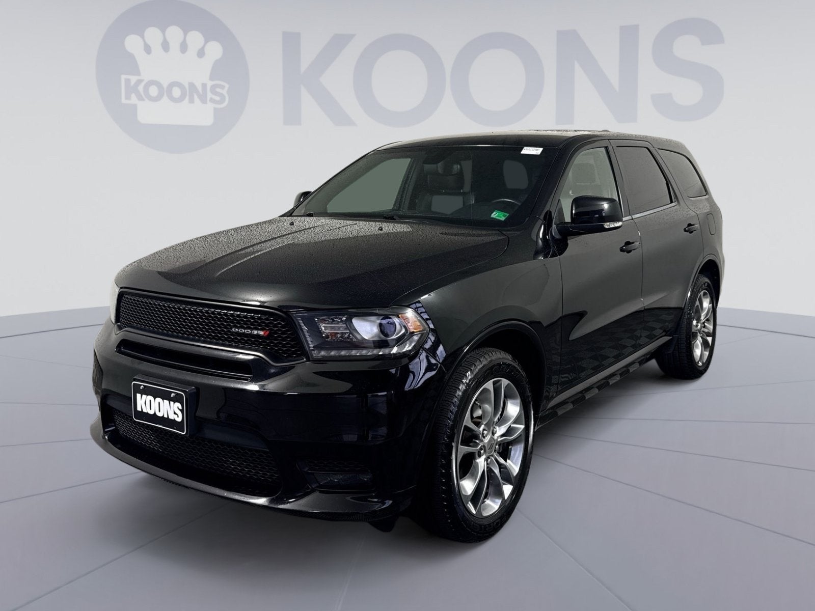 2020 Dodge Durango GT Plus in Db Black Clearcoat — front three-quarter view