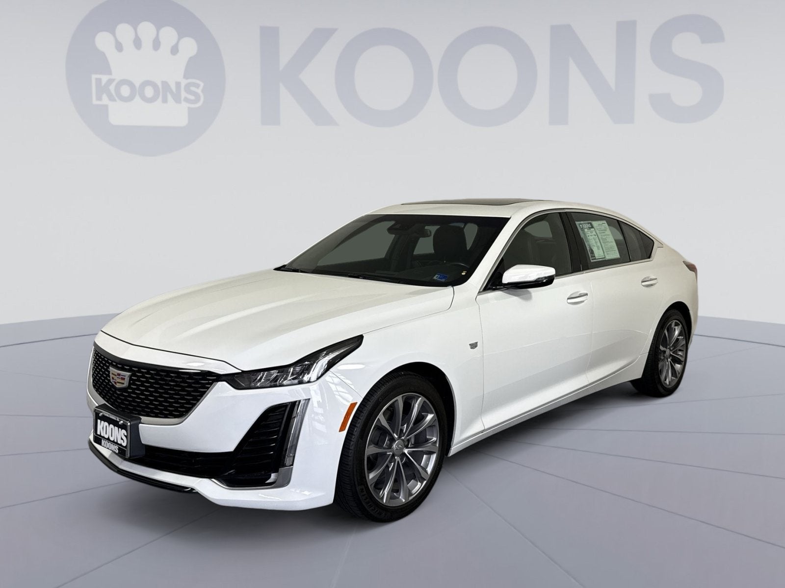 2021 Cadillac CT5 Premium Luxury in Summit White — front three-quarter view