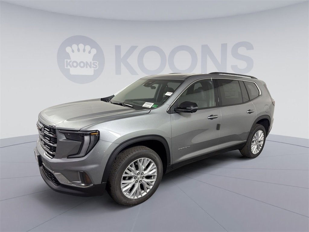 2026 GMC Acadia Elevation in Sterling Metallic — front three-quarter view