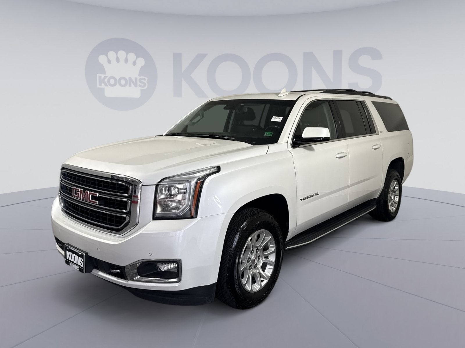2017 GMC Yukon XL SLT in White Frost Tricoat — front three-quarter view