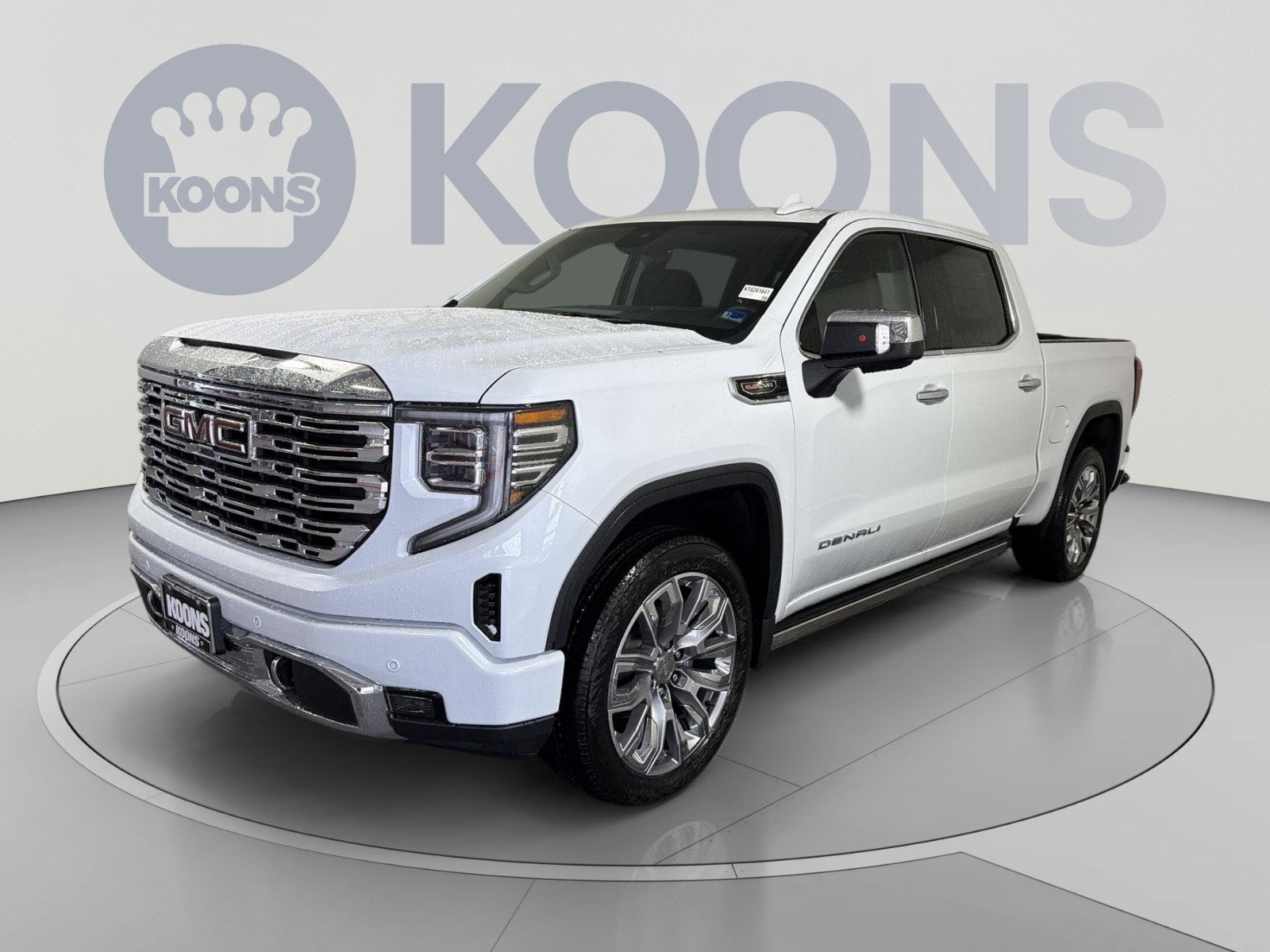 2026 GMC Sierra 1500 Denali in Glacier White Tricoat — front three-quarter view