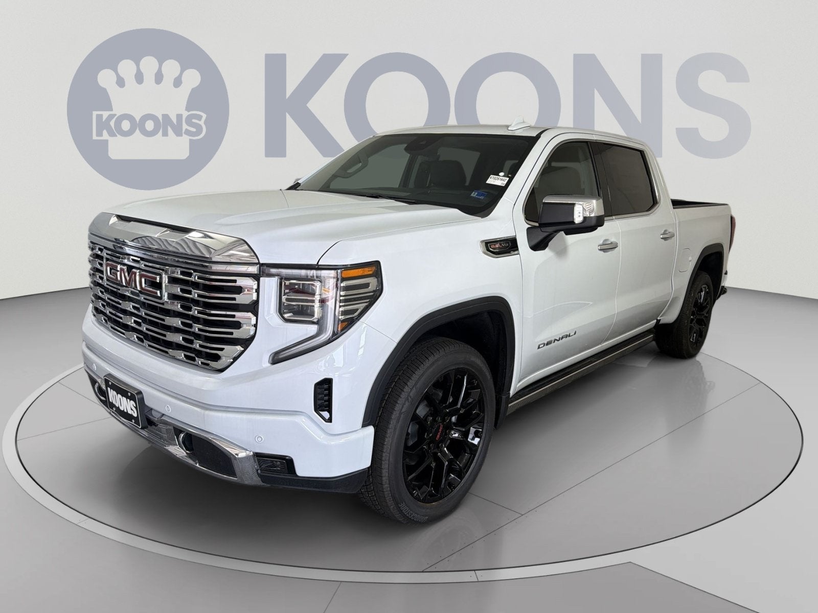2026 GMC Sierra 1500 Denali in Glacier White Tricoat — front three-quarter view